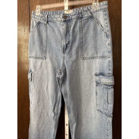 Cotton On Womens High Rise Cargo Wide Leg Jeans Hippie Festival Boho Utility 32 - Picture 2 of 6
